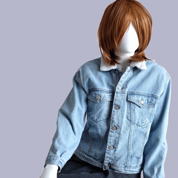 Brandy Melville John Galt oversized Sherpa Lined Denim Jacket - Picture 3 of 4